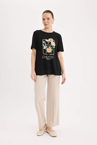 DeFacto Μπλουζάκι με κοντό μανίκι με στάμπα με κανονική εφαρμογή E1212AX25SP