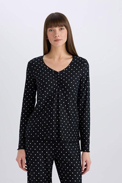 DeFacto Pijama Takımı Softshell Uzun Kollu Üst Beli Lastikli Uzun Alt-Fall in Love D8453AX25SP