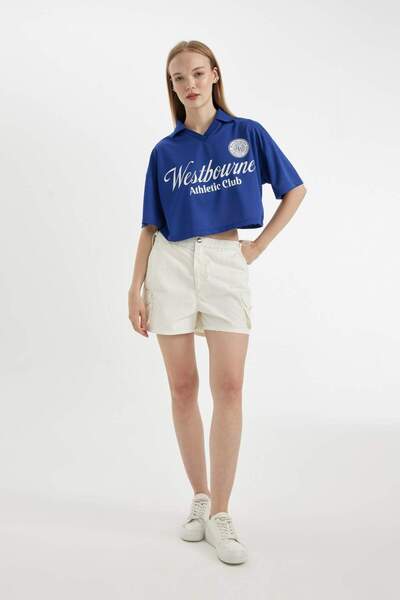 DeFacto Tricou cu mânecă scurtă imprimat cu guler polo supradimensionat Coool D4725AX24HS