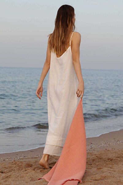 JOJOMIA فستان نسائي طويل يومي بحمالات من Lole بلون كريمي-سموكي