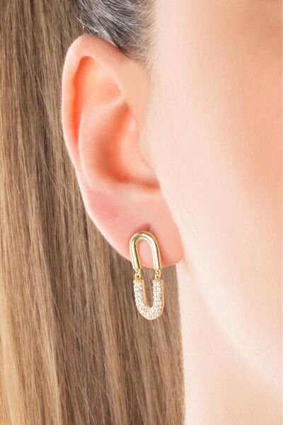 So CHIC... Taş Detaylı Minimal 18 Ayar Sarı Altın Kaplama Gümüş Küpe