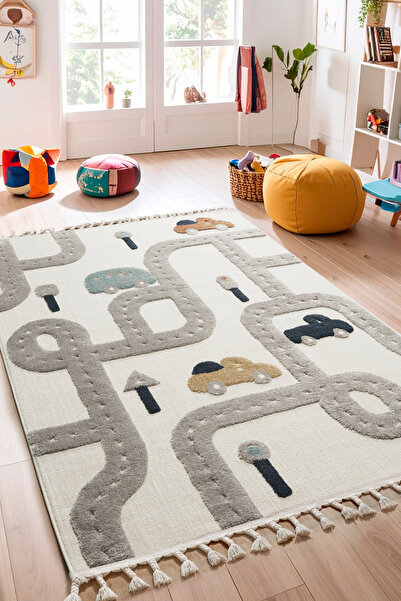 ESSENSE HOME & LİVİNG TİNKY Yumuşak Bukleli Yumuşak Peluş Post Shaggy Krem Çocuk Odası Oturma Odası Salon Mutfak Halısı