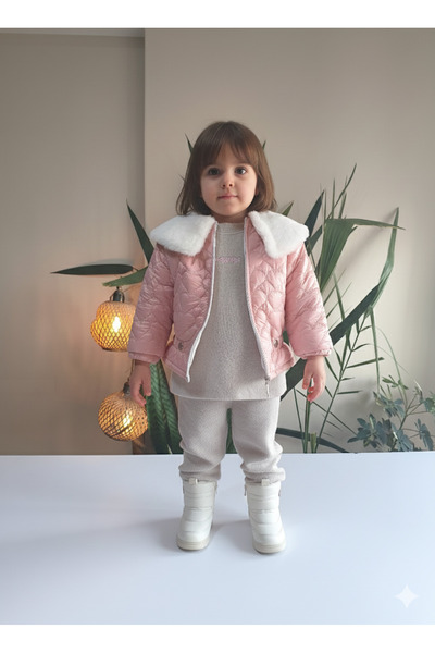 Merry Angel Kids طقم ثلاثي للأطفال البنات مناسب للعيد (سويت شيرت + معطف بياقة...