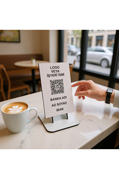 Universal QR Kodlu IBAN Standı – Kafe, Restoran, Ofis ve Dükkanlar İçin Ödeme Standı