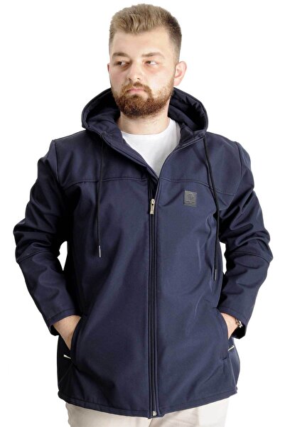 ModeXL Чоловіче пальто з капюшоном великого розміру Mode Xl Waterproof Softshell 21235 Navy Blue