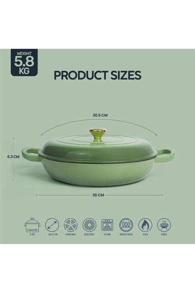 VAV GET Enameled Cast Iron Dutch Oven Shallow Casserole 12-inch