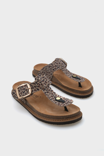 Capone Outfitters Кожени джапанки Леопард Дамски чехли