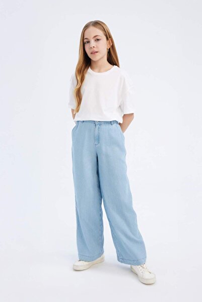 DeFacto Kız Çocuk Wide Leg Geniş Paça Jean Pantolon D7103A825SM