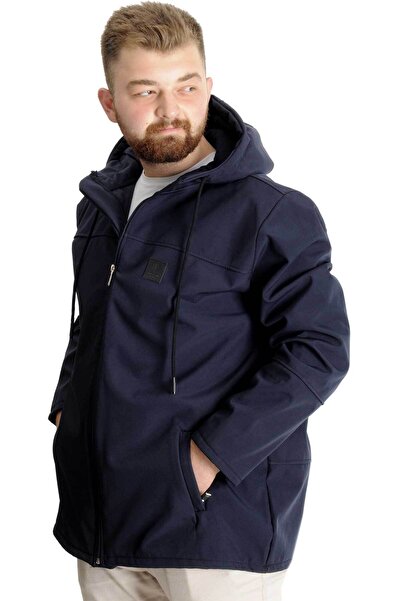 ModeXL Чоловіче пальто з капюшоном великого розміру Mode Xl Waterproof Softshell 21235 Navy Blue