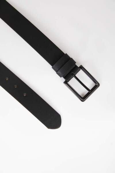 DeFacto Pánská obdélníková přezka, umělá kůže a džínový pásek X3809azns