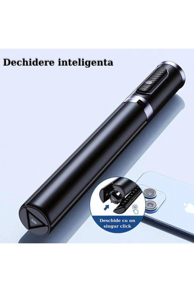 RaSteff Selfie stick, Ajustabil 30cm-150cm, Trepied, Bluetooth, Telecomanda detasabila, Telescopic, Negru