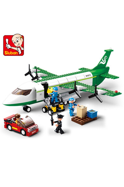 Sluban 383 قطعة بدون صندوق، طائرة شحن، تخزين الطائرات، مطار، طائرة إيرباص، بناء فني إبداعي
