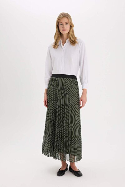 DeFacto Pleated Printed Chiffon Maxi Hijab Skirt E5454Ax25Sp