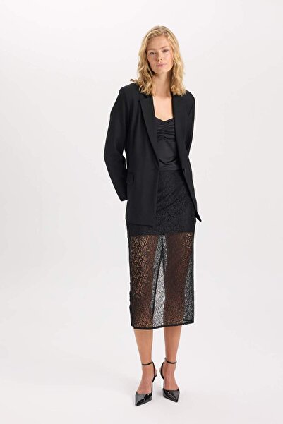 DeFacto Oversize Wide Fit Double Breasted Lapel Blazer Jacket A4173Ax24Au