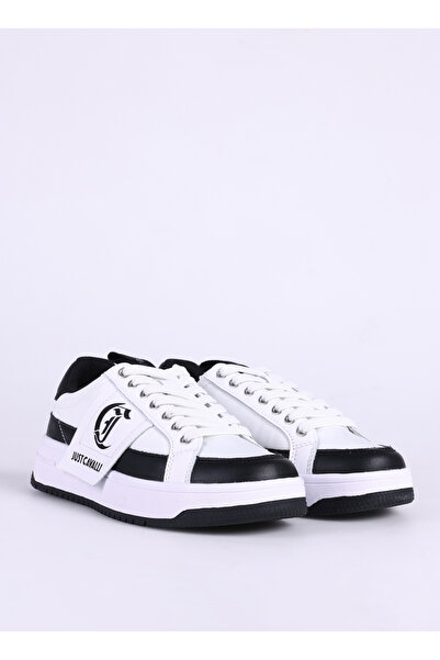 Just Cavalli Beyaz-Siyah Kadın deri Sneaker FONDO AZULA DIS. 1 SHOES