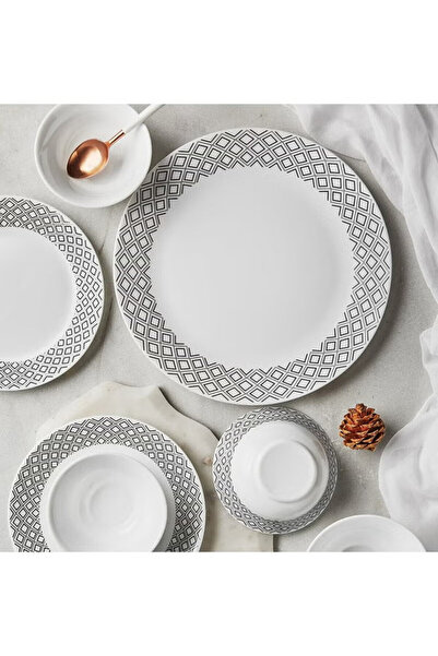 British Chef 21 Pieces Opalware Dinner Set- Microwave, Dishwasher & Frezzer Safe |Cone Black Grey Dinnerware Set