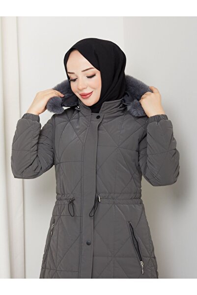 KMKkombin KADIN TAM DOLGULU BEL BAĞCIKLI KOL LASTİKLİ NOVA KUMAŞ GENÇ VE SPOR ARA BOY TESETTÜR MONT 0207