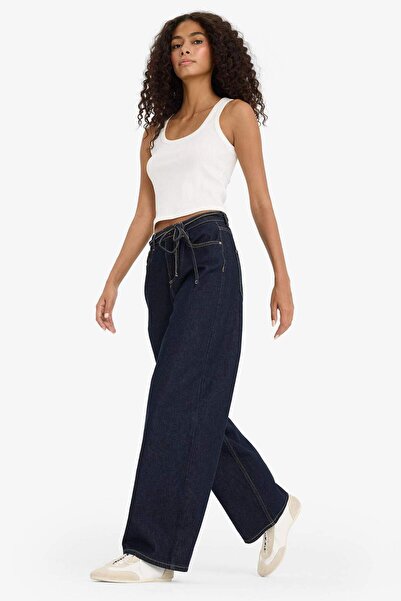 DeFacto Wide Leg Geniş Paça Bağcıklı Uzun Jean Pantolon E5707AX25SP