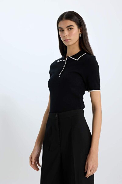 DeFacto Pletené tričko Polo s krátkým rukávem C1498AX25SP