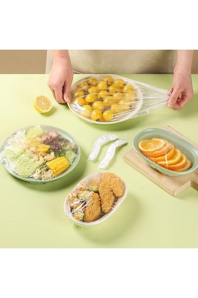 Acarlar Ticaret 100 Pieces Practical Freshness Preserving Pot and Plate Cap Multi-Purpose Lid Food Cap