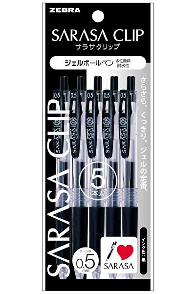 Zebra Pen Zebra Sarasa Gel Ballpoint Pen Clip Black 0.5 (Pack of 5, Japan Import)