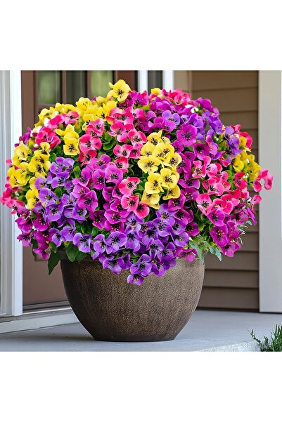 Arkotex Flori artificiale, plante artificiale pentru exterior - 8 pachete, rezistente la UV, nu se decolorează, arbuști artificiali din plastic, mai ecologici