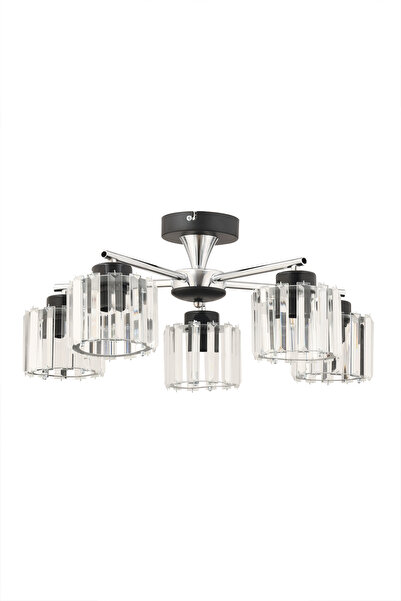 ESSLİGHT Cemre 5 Li Plafonyer Avize KRİSTAL TAŞLI Salon Yatak Odası Mutfak
