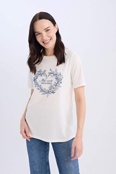 DeFacto Regular Fit Bisiklet Yaka Baskılı Kısa Kollu Tişört E3026AX25SP