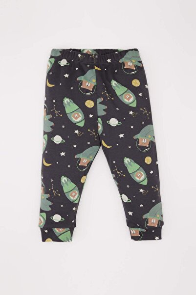 DeFacto Baby Boy Pajamas Set Space Printed Long Sleeve Top with Elastic Waist Long Bottom D9069A525Sp