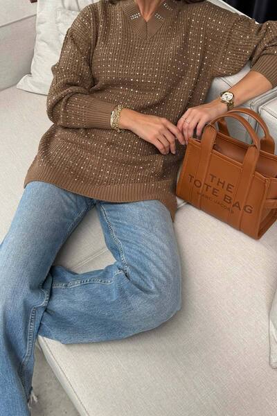 Melike Tatar Πλεκτό πουλόβερ με πέτρες 32-7002-1