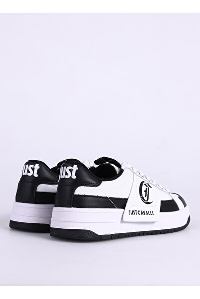 Just Cavalli Beyaz-Siyah Kadın deri Sneaker FONDO AZULA DIS. 1 SHOES