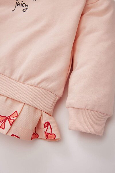 DeFacto Kız Bebek Bisiklet Yaka Baskılı İçi Yumuşak Tüylü Sweatshirt E2944A525SP