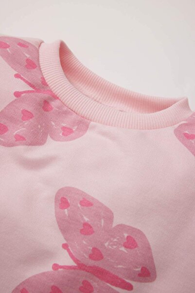 DeFacto Κοριτσάκι με λαιμόκοψη με πεταλούδα με μοτίβο με μαλακό γούνινο φούτερ E2947A525SP