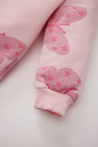 DeFacto Κοριτσάκι με λαιμόκοψη με πεταλούδα με μοτίβο με μαλακό γούνινο φούτερ E2947A525SP