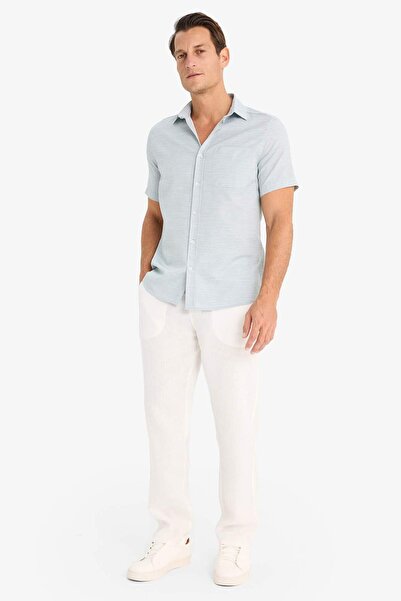 DeFacto Modern Fit Yazlık Polo Yaka Basic Düz Kısa Kollu Gömlek E5077AX25SM