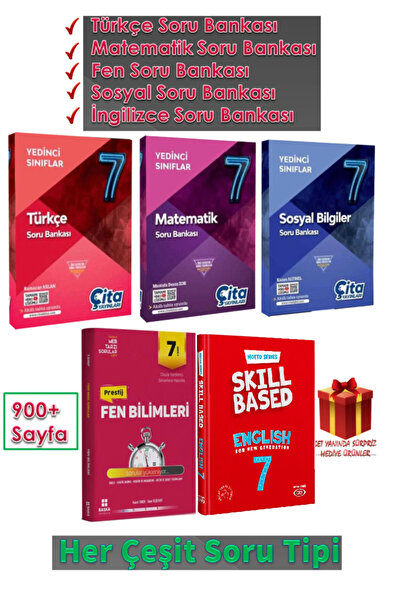 Başka Yayıncılık Çita Yayınları 7. Sınıf Tüm Dersler soru Bankası Seti+Hediye