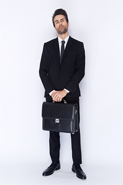 Aka Deri Black Leather Classic Briefcase - 290 2