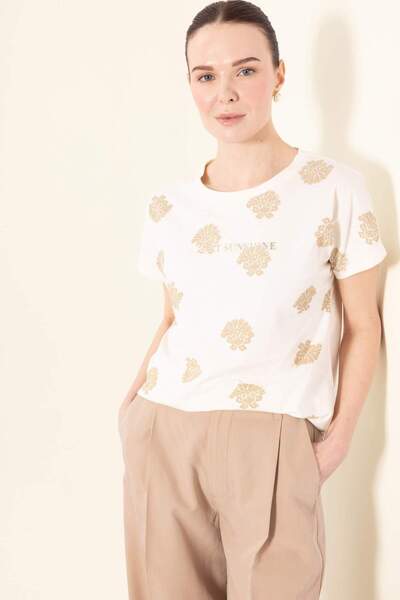 DeFacto Kurzarm-T-Shirt mit Rundhalsausschnitt und Muster E1663AX25SP