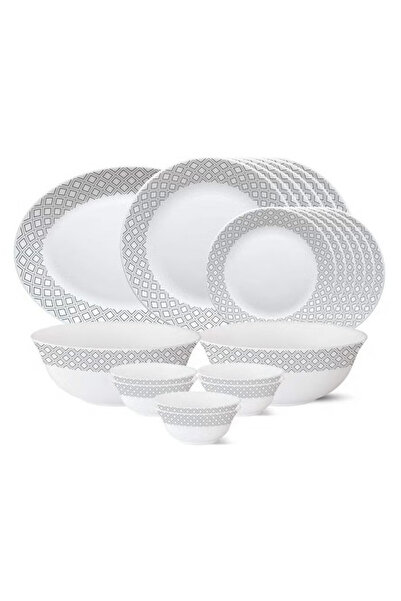 British Chef 21 Pieces Opalware Dinner Set- Microwave, Dishwasher & Frezzer Safe |Cone Black Grey Dinnerware Set