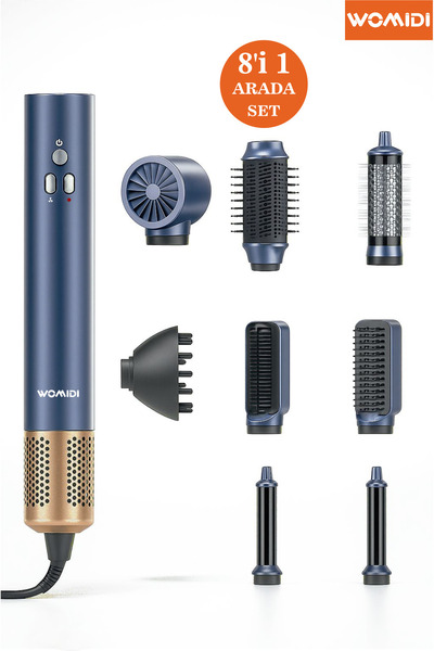womidi Pro 8in1 Multi-styler Hava Üflemeli Saç Şekillendirici ve Kurutma Seti...