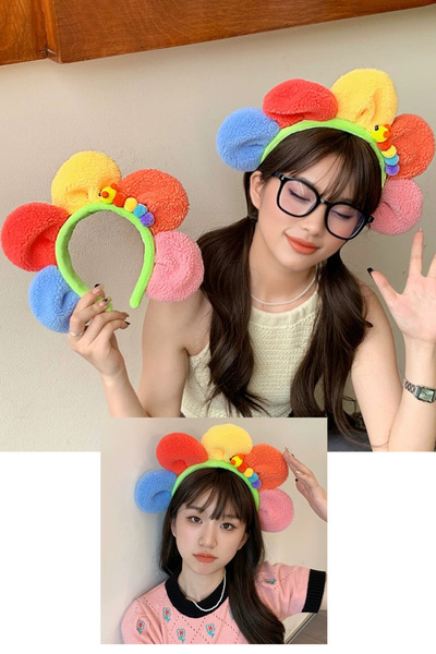 TAKIŞTIR Karışık Renk Papatya Figürlü Peluş Taç