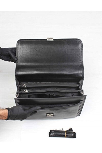 Aka Deri Black Leather Classic Briefcase - 290 2