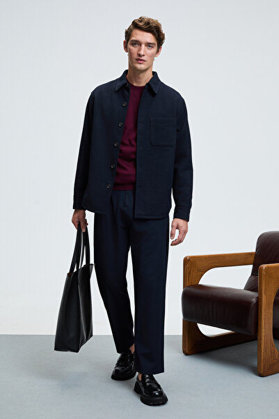 GRIMELANGE Varex Men's Round Neck Basic Slim Fit Knitwear Burgundy Sweater