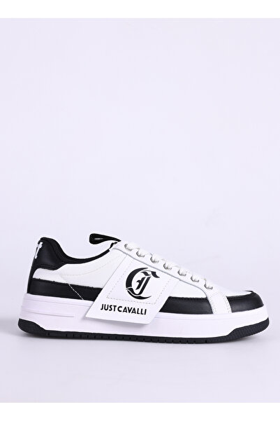 Just Cavalli Beyaz-Siyah Kadın deri Sneaker FONDO AZULA DIS. 1 SHOES