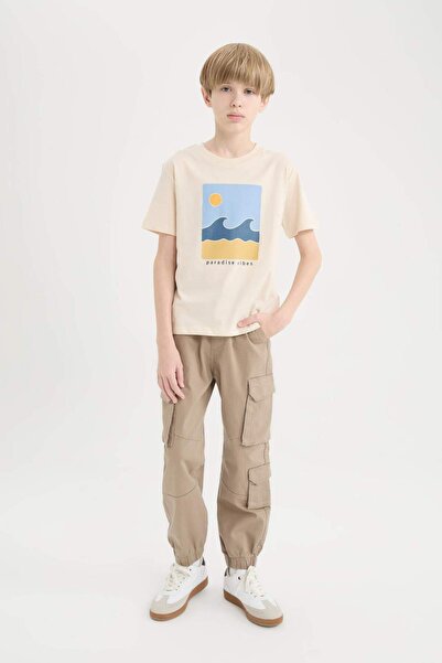 DeFacto Erkek Çocuk Kargo Cepli Standart Paça Gabardin Jogger Pantolon D6314A825SP