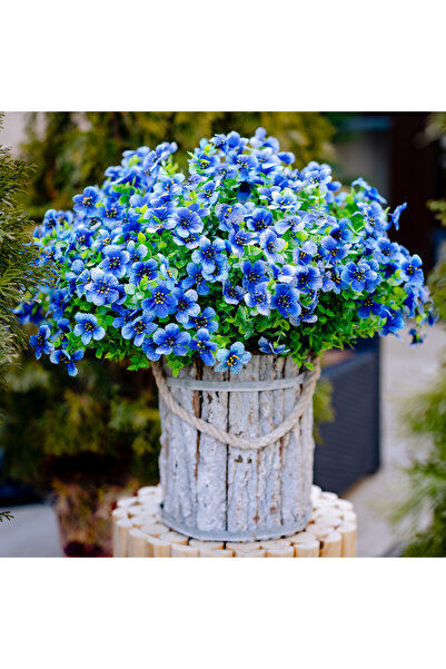 Arkotex Set 8 Buchete Flori Artificiale, ARKOTEX, Rezistente UV, Plastic, Albastru, 35cm Inaltime