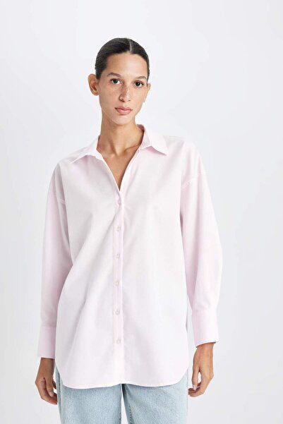 DeFacto Oversize Geniş Kalıp Basic Düz Oxford Uzun Kollu Gömlek C4597AX25SP