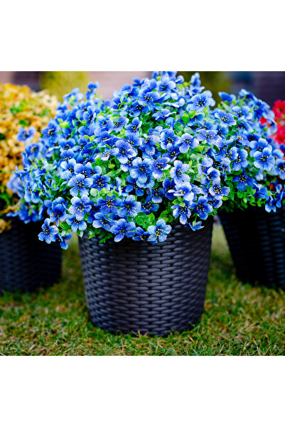 Arkotex Set 8 Buchete Flori Artificiale, ARKOTEX, Rezistente UV, Plastic, Albastru, 35cm Inaltime
