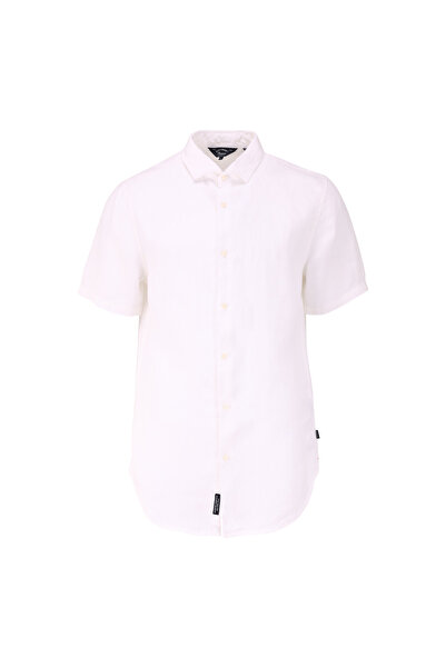 SUPERDRY Normal Beyaz Düz Erkek Gömlek M4010608A01C_STUDIOS CASUAL LINEN S