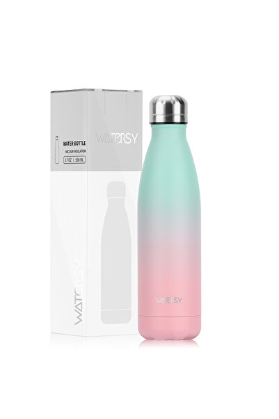 Choice زجاجة مياه من الفولاذ المقاوم للصدأ زرقاء وردية اللون سعة 500 مل معزول...